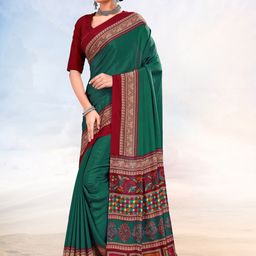 Kasak Solid Poly Crepe Saree-image-13