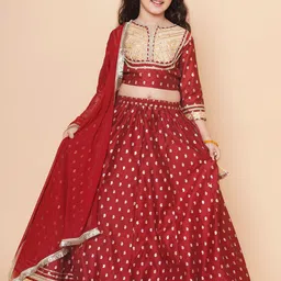 Bitiya by Bhama Girls Woven Design Ready to Wear Lehenga & Blouse With Dupatta-32