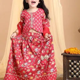 Kinder Kids Girls Embroidered Ready to Wear Lehenga & Blouse With Dupatta-image-87