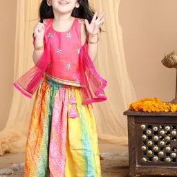 Kinder Kids Girls Embroidered Ready to Wear Lehenga & Blouse With Dupatta-image-96
