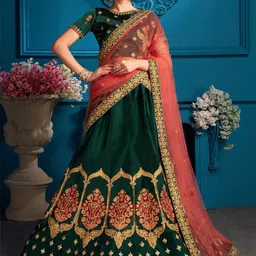 ODETTE Embroidered Semi-Stitched Lehenga & Unstitched Blouse With Dupatta-image-92