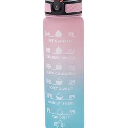 Kuber Industries Blue & Pink Set of 2 Plastic Printed Water Bottle-24