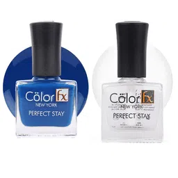 Color Fx Set Of 2 Perfect Stay Nail Enamel 9ml Each - Blue 130  & Top Coat 151-image-53