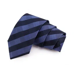 PELUCHE Men Blue & Black Checked Broad Tie-image-40