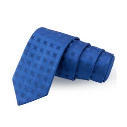 PELUCHE Men Blue Checked Broad Tie-image-62