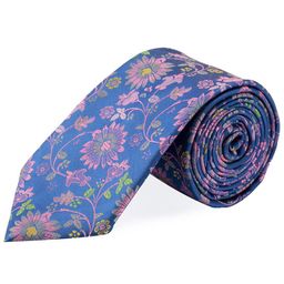 PELUCHE Men Blue & Pink Woven Design Broad Tie-image-81