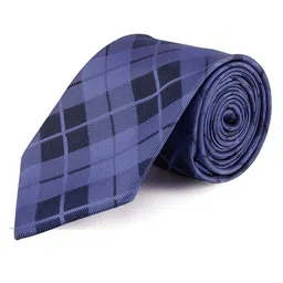 PELUCHE Men Blue Checked Broad Tie-image-65
