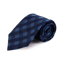 PELUCHE Men Blue & Black Checked Broad Tie-picture-37