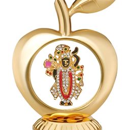 INTERNATIONAL GIFT Gold Toned Apple Shaped Lord Krishna Idol Showpiece-image-81