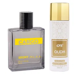 CFS Cargo Sport EDP Long Lasting Perfume & Oudh White Deodorant Body Spray - 300ml-48