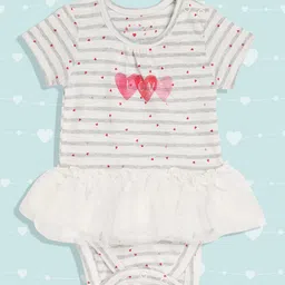 mothercare Infant Girl White Printed Pure Cotton Frock Style Bodysuit-image-69