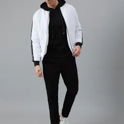 Dennis Lingo Men Solid Outdoor Bomber Jacket With Typography Taping Detail-picture-31