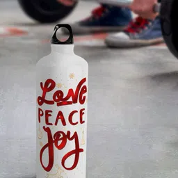 macmerise White & Red Leak Proof Christmas Love Design Aluminium Water Bottle 750 ML-33
