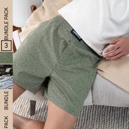 DAMENSCH Men Pack of 3 Printed Ultra-Light Cotton Regular Fit Boxer Shorts-48