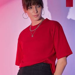 BUY NEW TREND Women 2 High Neck Drop-Shoulder Sleeves Pockets Boxy T-shirt-image-93