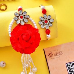 CraftVatika Set Of 2 Floral Rakhi With Roli & RIce-7