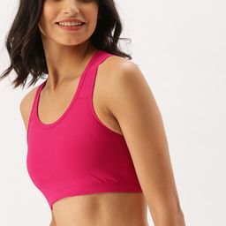 DressBerry Fuchsia Solid Non-Wired Non Padded Sports Bra-31