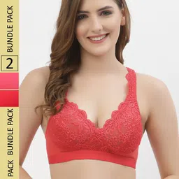 Floret Rose Pack Of 2 Floral Non Padded Bra-image-65