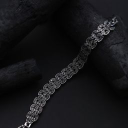 SOHI Women Black & Silver-Toned Link Bracelet-53
