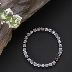 SOHI Women Silver-Plated & White Stone Embellished Link Bracelet-11