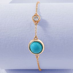 MINUTIAE Women Rose Gold & Blue Brass Turquoise Handcrafted Rose Gold-Plated Charm Bracelet-image-8