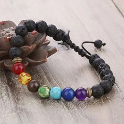 MEENAZ Unisex Silver-Plated Stainless Steel 7 chakra Wraparound Bracelet-picture-33