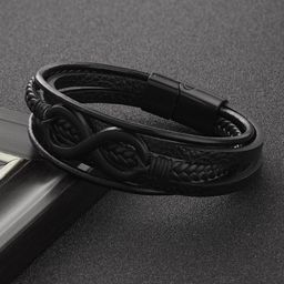 Jazz and Sizzle Men Leather Multistrand Bracelet-image-57