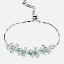 Aazeen  Rhodium-Plated American Diamond Wraparound Bracelet-8