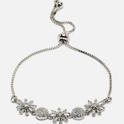 Aazeen  Rhodium-Plated American Diamond Wraparound Bracelet-image-17