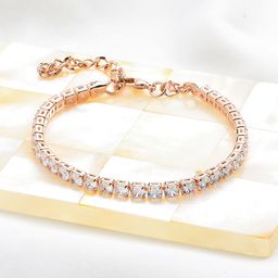 AMI Women Rose Gold Brass Cubic Zirconia Wraparound Bracelet-85