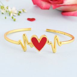 Voylla Gold-Plated Valentine's Day Collection Heartbeats Cuff Bracelet-picture-6