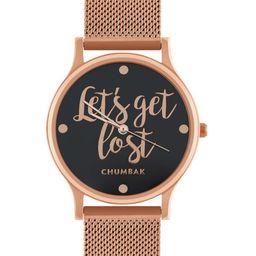 TEAL BY CHUMBAK Women Black Brass Embellished Dial & Rose Gold-Plated Bracelet Style Straps Analogue Watch-15