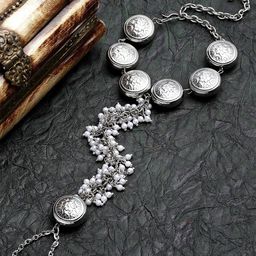 KARATCART Women Silver-Plated Oxidized Kundan Ring Bracelet-image-65
