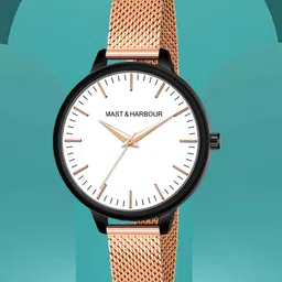 Mast & Harbour Women Textured Dial & Stainless Steel Straps Analogue Watch HOBMH-225L-RG-image-66