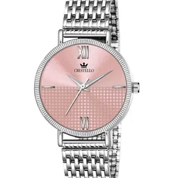CRESTELLO Women Pink Brass Dial & Silver Toned Stainless Steel Bracelet Style Straps Analogue Watch CR-DZL106-PNK-image-131
