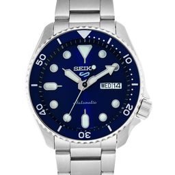 SEIKO Unisex Blue Patterned Dial & Silver Toned Stainless Steel Analogue Watch - SRPE51K1-3