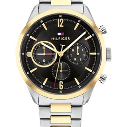 Tommy Hilfiger Men Black Dial & Multicoloured Stainless Steel Bracelet Style Straps Analogue Watch-41