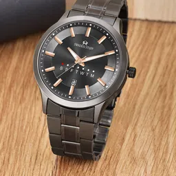 SWADESI STUFF Men Grey Stainless Steel Bracelet Style Straps Analogue Watch SF0517-20