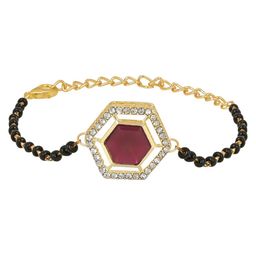 I Jewels Gold-Plated Kundan -Studded & Beaded Hand Mangalsutra-58