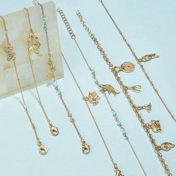 AMI Women Set of 7 Gold Tone Contemporary Classy Stackable Bracelets-29