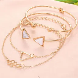 Jewels Galaxy Women Set of 4 Gold-Plated Bangle-Style Bracelet-4