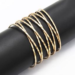 Unwind by Yellow Chimes Gold Toned Hammerd Design Multi Strand Cuff Bracelet-83