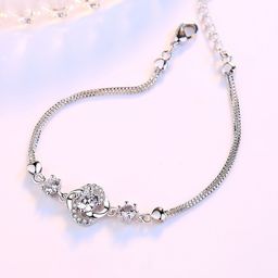 MYKI Cubic Zirconia Silver-Plated Charm Bracelet-13