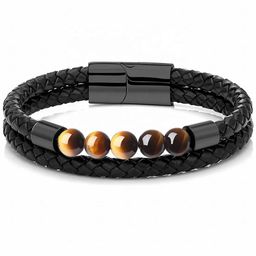 VIEN Men Leather Cuff Bracelet-image-34