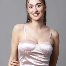 PrettyCat Half Coverage Lightly Padded Satin Bralette Bra With All Day Comfort-31