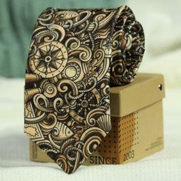 Tossido Men Brown & Peach-Coloured Printed Broad Tie-image-28
