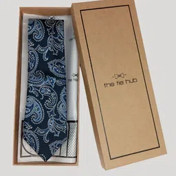 The Tie Hub Men Classic Paisley Woven Design Silk Broad Tie-9