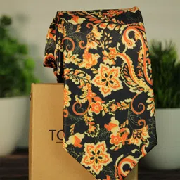 Tossido Men Orange & Black Printed Broad Tie-picture-27