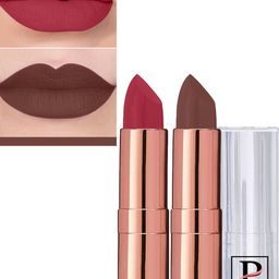 PERPAA Set Of 2 Antique Velvet Matte Lipstick With Jojoba Oil - Brown 67 & Maroon Pink 87-22