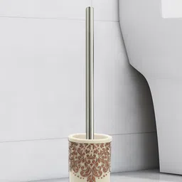 OBSESSIONS Brown & Beige Freestanding Polyresin Toilet Brush With Holder-image-19